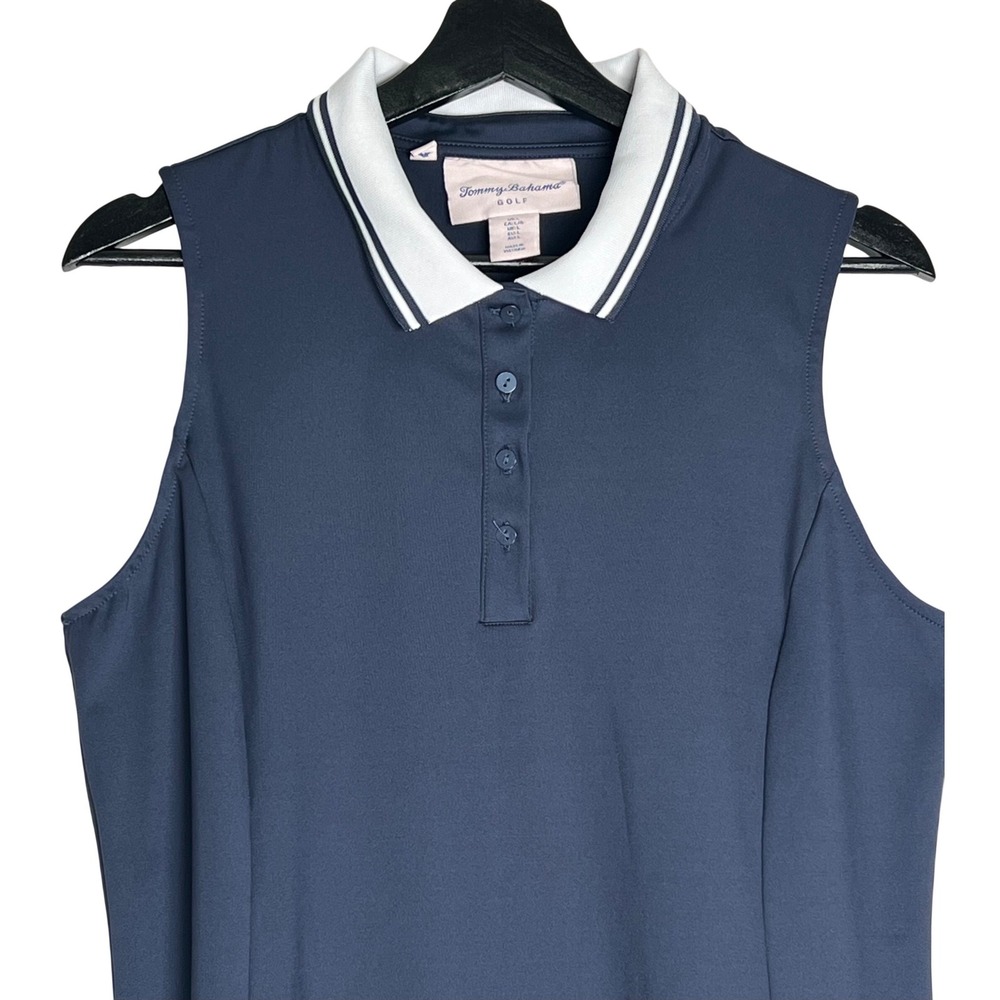 Tommy Bahama Golf Dress Womens Large Navy Blue Sleeveless Polo Shift Stretch L - Picture 2 of 8
